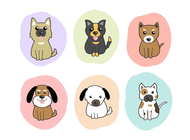 dogs cute vector set