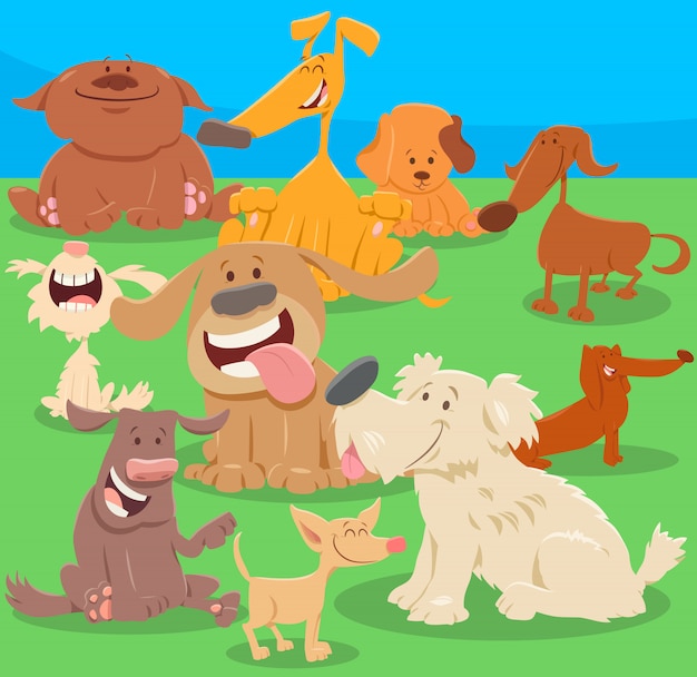 Dogs or puppies cartoon characters Illustration