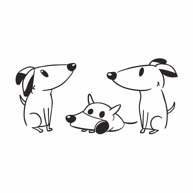 Vector dogs vector illustration doodle line art