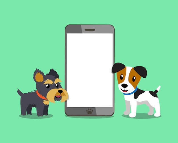 dogs with smartphone