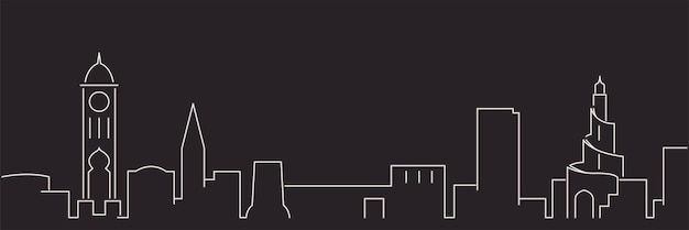 Doha Single Line Simple Minimalist Skyline