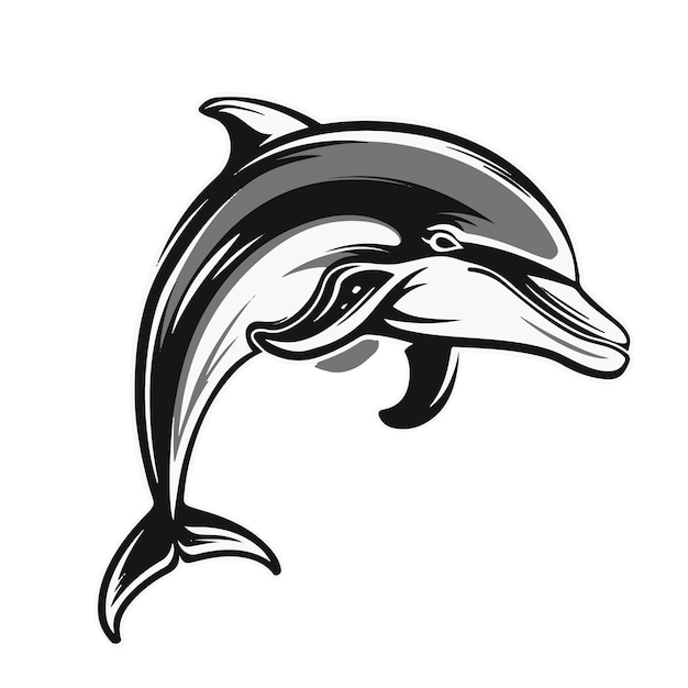 doiphin illustration Animal illustration black and white mascot black and white