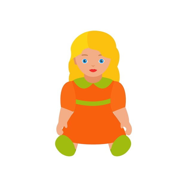 Doll baby toy in flat design Vector cartoon illustration