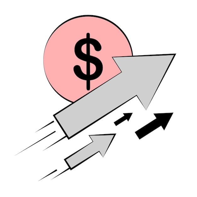 Dollar and arrows on white background Inflation