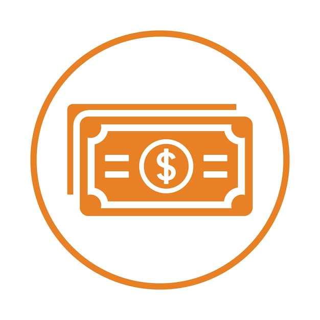 Dollar banknote money icon Orange color vector EPS