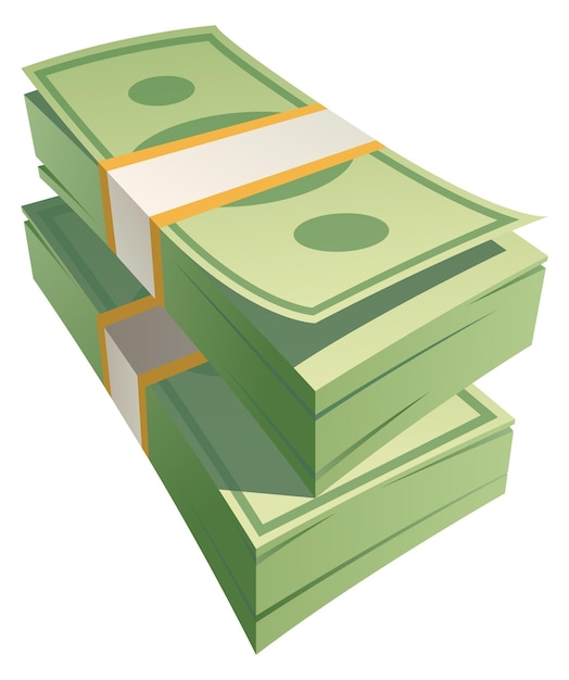 Dollar bills stack Green banknote packs icon