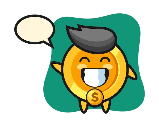 Dollar coin cartoon character doing wave hand gesture