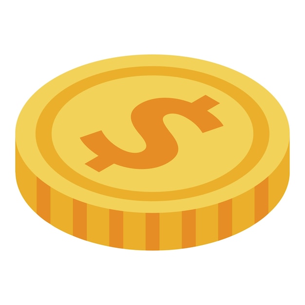 Dollar coin icon Isometric of dollar coin vector icon for web design isolated on white background