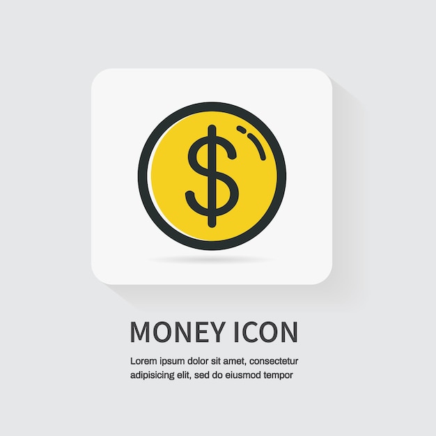 Dollar coin on white background Currency symbols Money icon Vector illustration