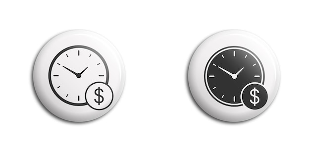 Dollar coin with clock icon Time is money concept Watch with dollar sign Vector illustration