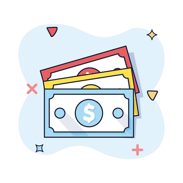 Dollar currency banknote icon in comic style vector cartoon