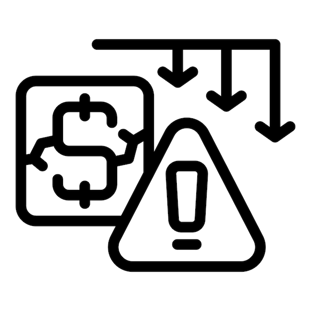 Vector dollar currency decreasing showing economic crisis icon