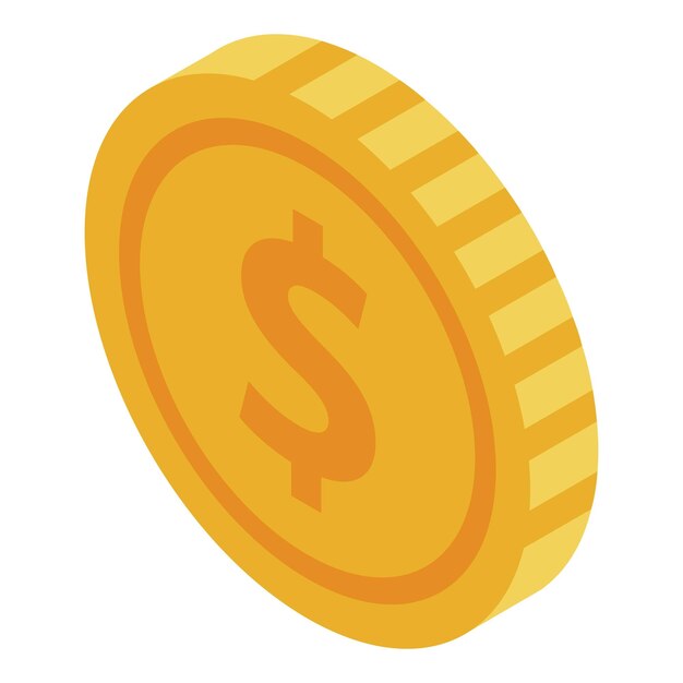 Dollar gold coin icon Isometric of dollar gold coin vector icon for web design isolated on white background