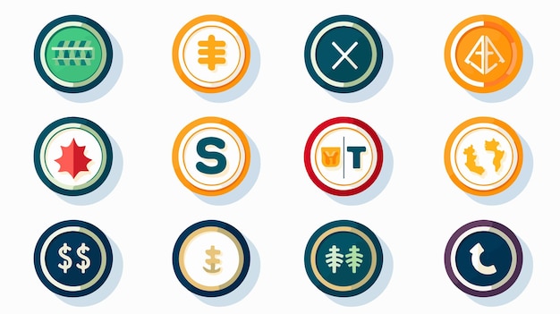 Vector dollar icon in circle vector shape icon set