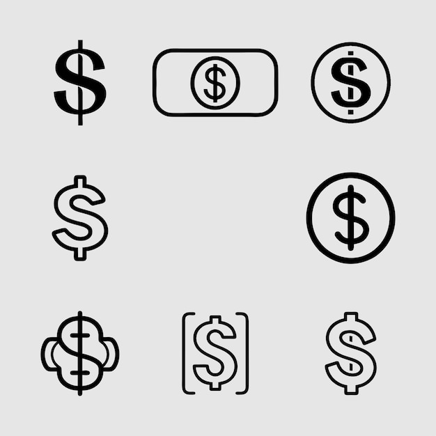 Dollar icon set vector sign symbol for web site and mobile app