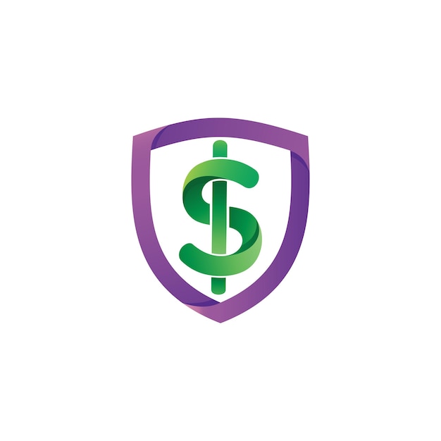 Dollar and money logo with shield in vector