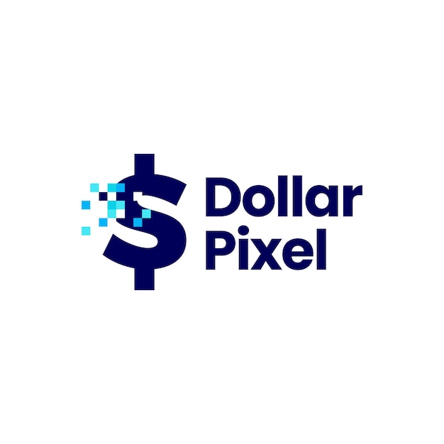 Dollar money sign pixel mark digital 8 bit logo vector icon illustration