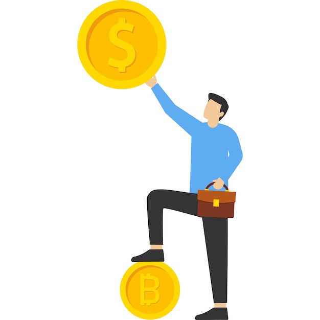 The dollar price is much higher than the bitcoin Vector illustration in flat style