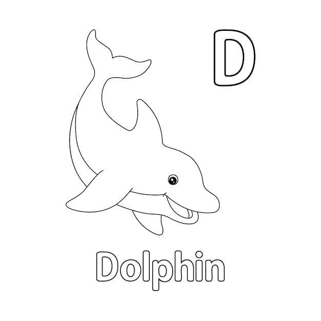 Dolphin Alphabet ABC Coloring Page D