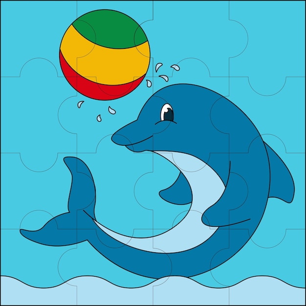 Dolphin circus suitable for children's puzzle vector illustration