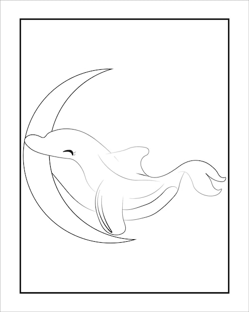 dolphin coloring page for kids easy coloring book