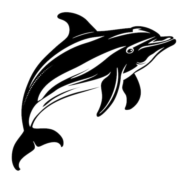 Dolphin fish animal silhouette vector