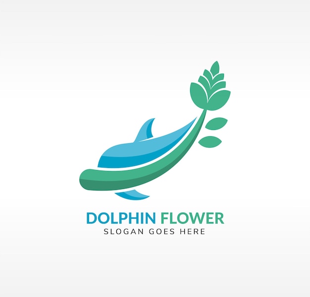 dolphin and flower logo, business branding template Designs Inspiration Isolated on White Background