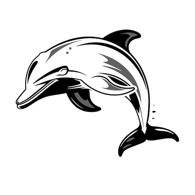 dolphin illustration Animal illustration black and white mascot black and white