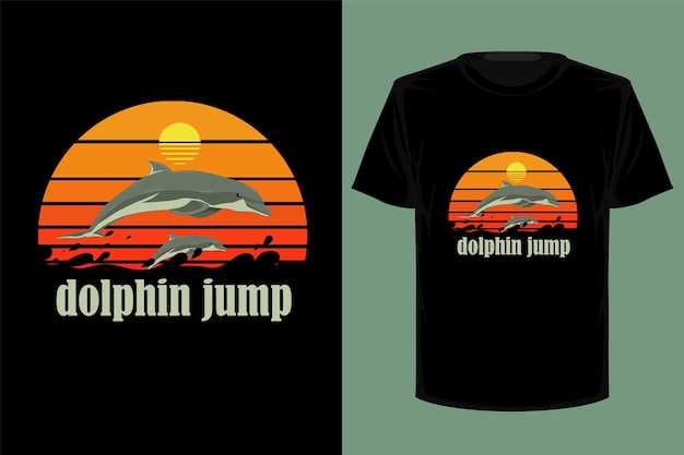 Dolphin jump retro vintage t shirt design