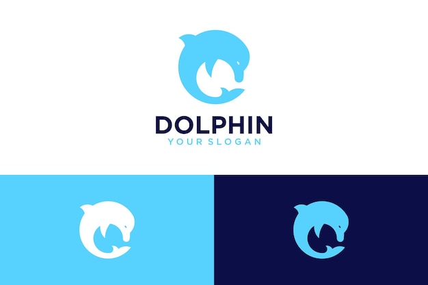 dolphin logo design with jumping style