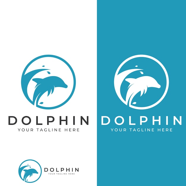 Dolphin logo Dolphin jumping on the waves of sea or beach With vector illustration editing