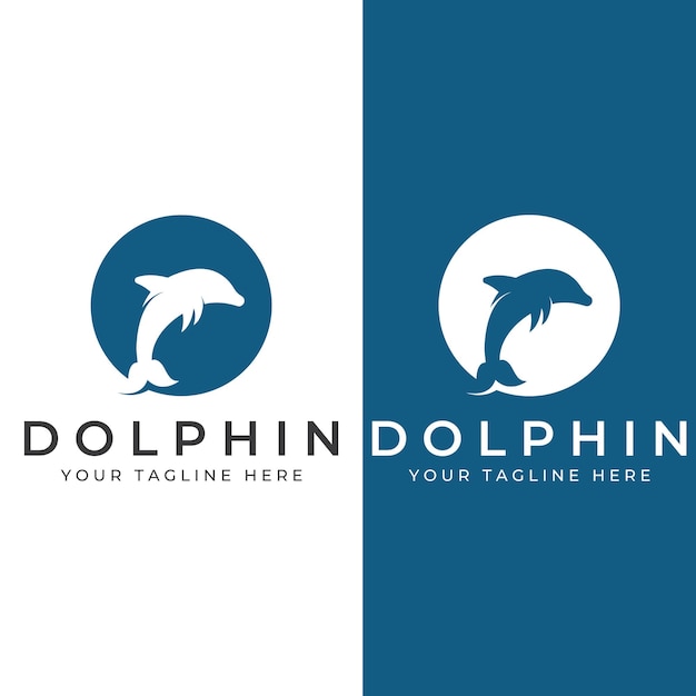 Dolphin logo Dolphin jumping on the waves of sea or beach With vector illustration editing