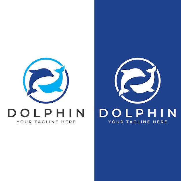 Dolphin logo Dolphin jumping on the waves of sea or beach With vector illustration editing