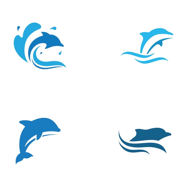 Dolphin logo Dolphin jumping on the waves of sea or beach With vector illustration editing