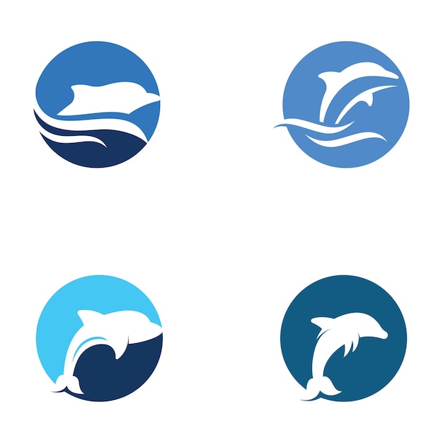 Dolphin logo Dolphin jumping on the waves of sea or beach With vector illustration editing