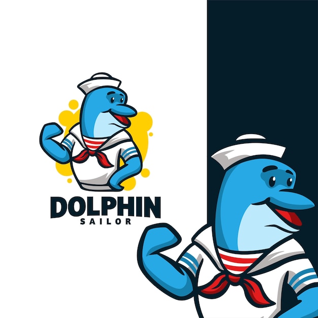 Dolphin Sailor mascot logo design