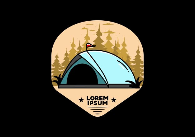 Dome tent camping illustration badge design