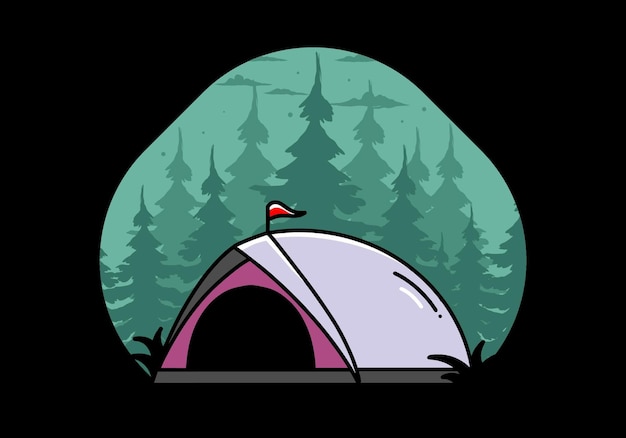 Vector dome tent camping illustration badge design