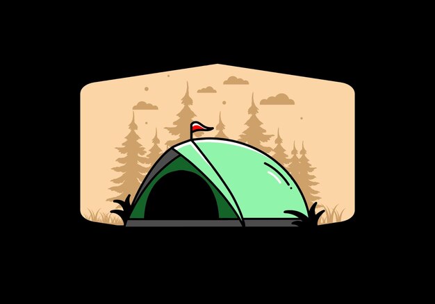 Vector dome tent camping illustration badge design