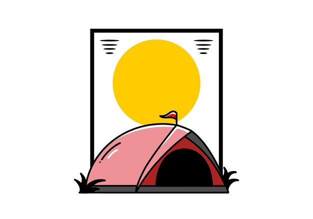 Dome tent camping illustration badge design