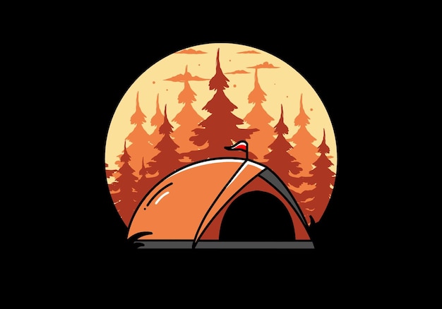 Dome tent camping illustration badge design