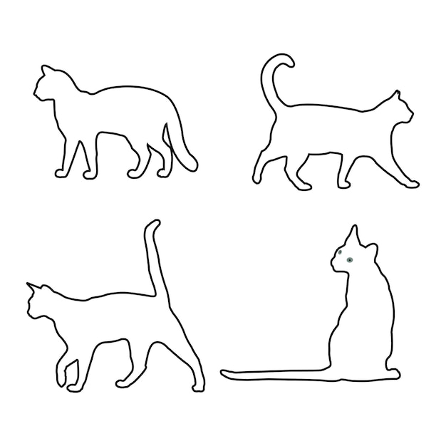 Vector domestic animal silhouettes and outline design