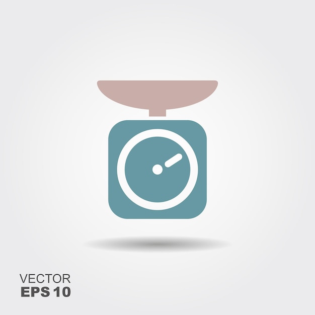 Domestic kitchen weigh scales Vector icon in flat style