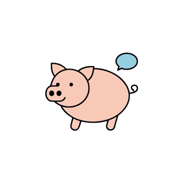 Domestic Pig speaks icon vector