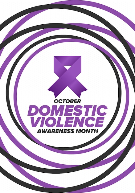 Vector domestic violence awareness month awareness purple ribbon day of unity stop women abuse art