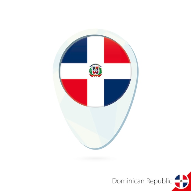 Dominican Republic flag location map pin icon on white background