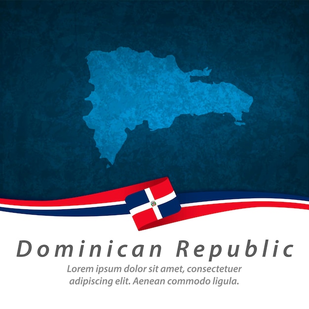 Dominican Republic flag with central map