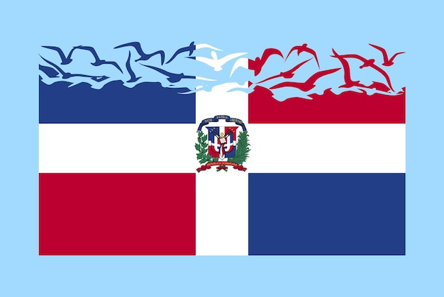 Dominican Republic flag with freedom concept Dominican flag transforming into flying birds ...