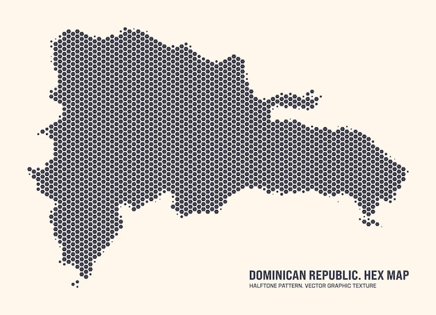 Dominican Republic Map Vector Hexagonal Half Tone Pattern Isolated On Background