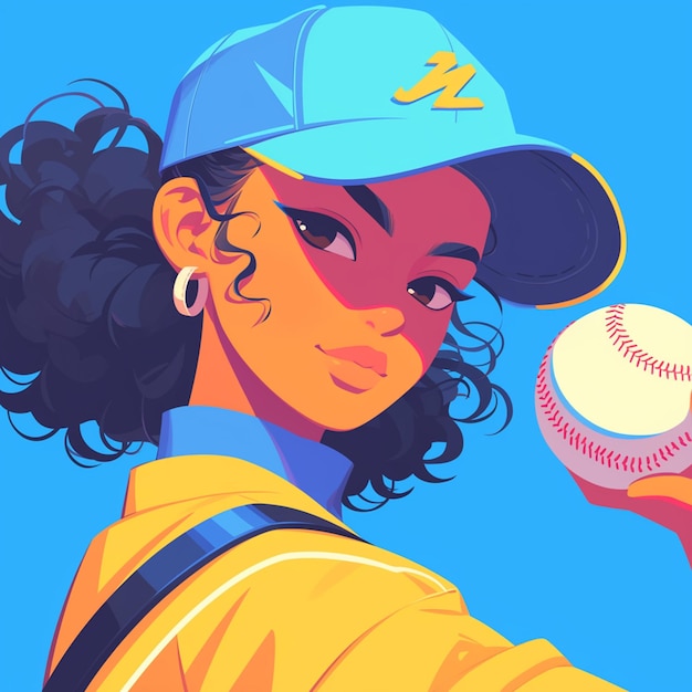 A Dominican woman is playing baseball